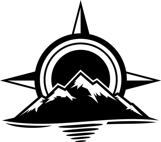 Sticker without background for car COMPASS MOUNTAINS 14 x 15,9 cm