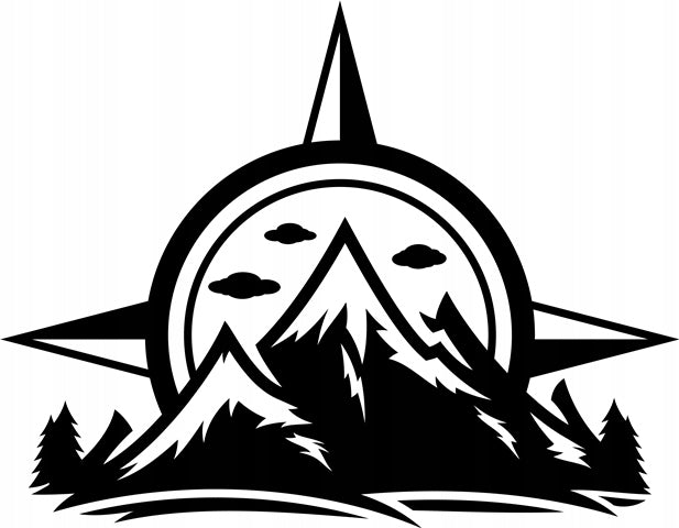 Sticker without background for car COMPASS MOUNTAINS 15 x 19,3 cm