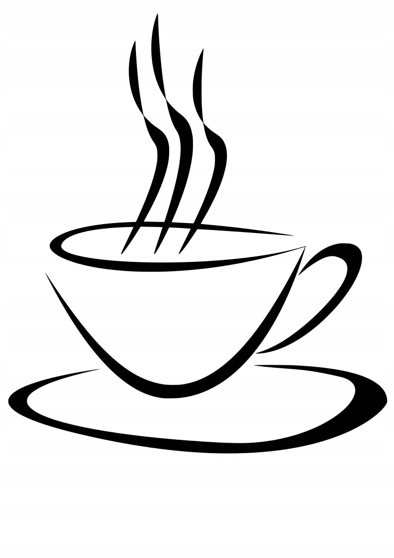 Sticker without background for car CUP OF COFFEE OR TEA 15 x 12,9 cm