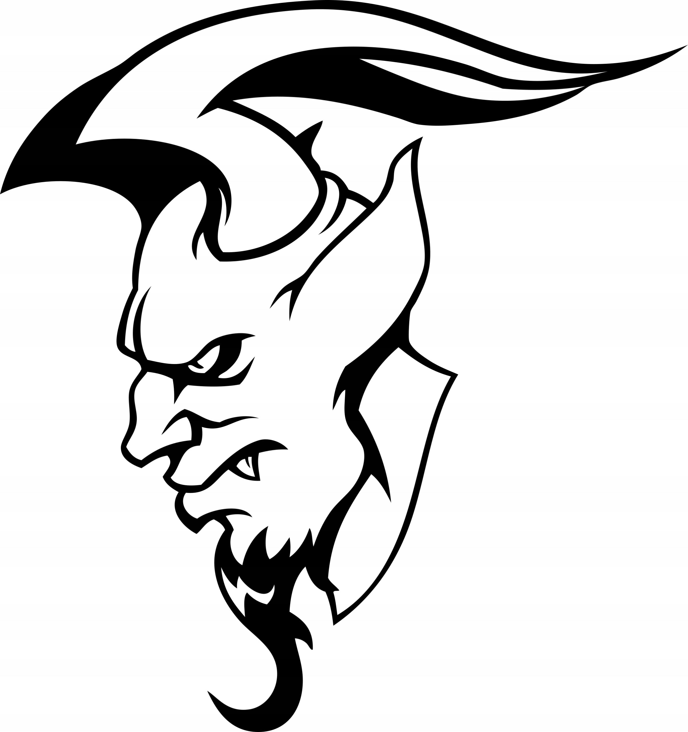 Sticker without background for car DEVIL WITH HORNS devil 17 x 16,0 cm