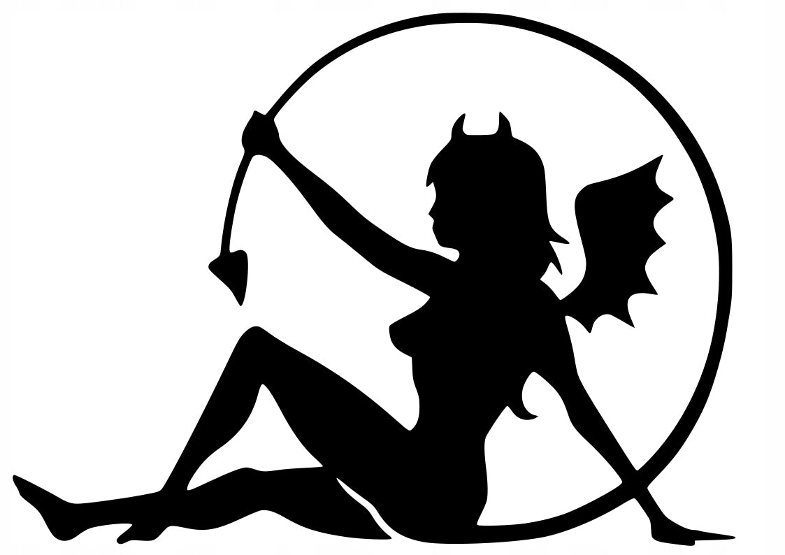 Sticker without background for car DEVIL WITH TAIL 10 x 13,6 cm