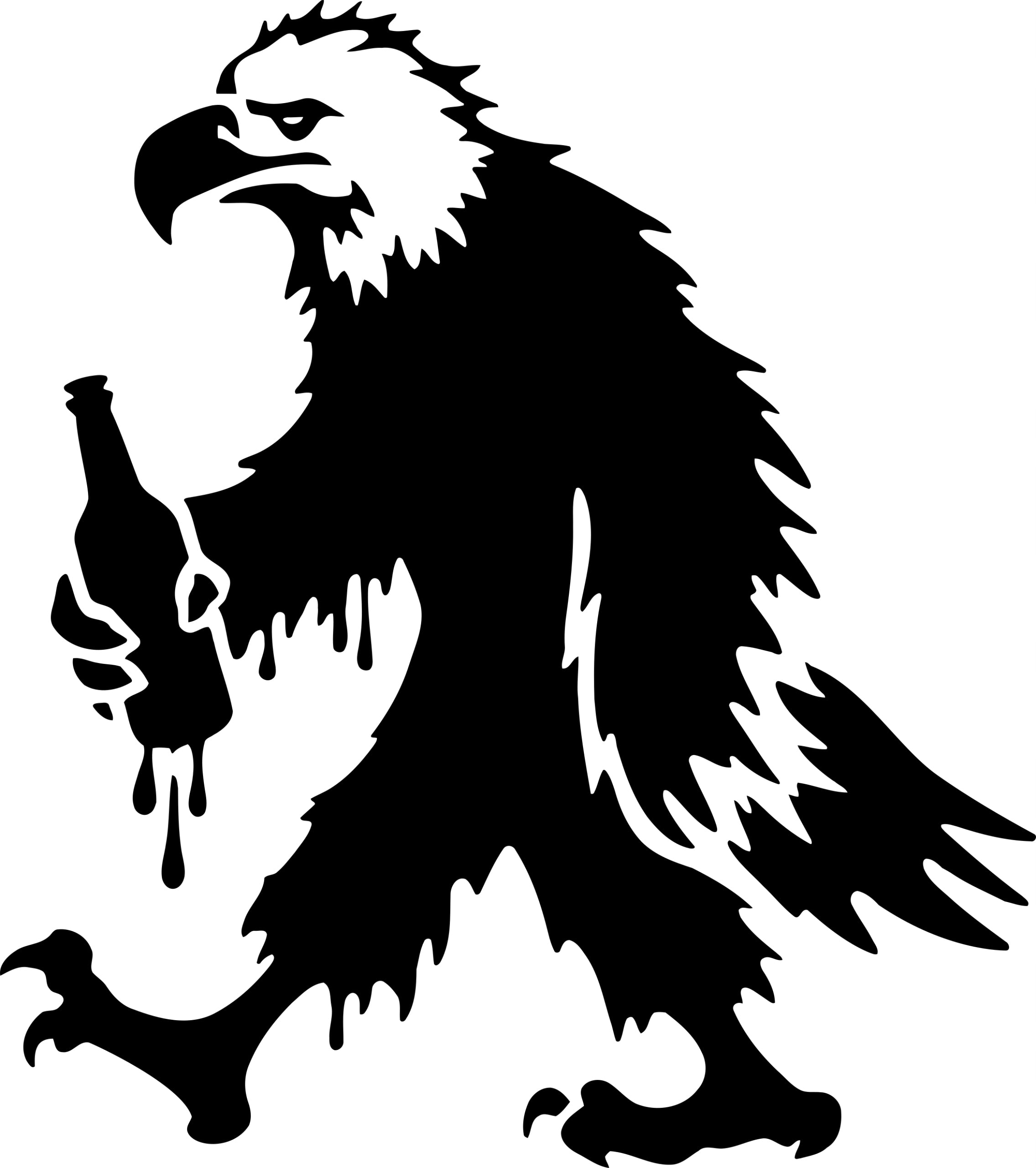 Sticker without background for car FALLEN EAGLE with bottle 12 x 10,6 cm