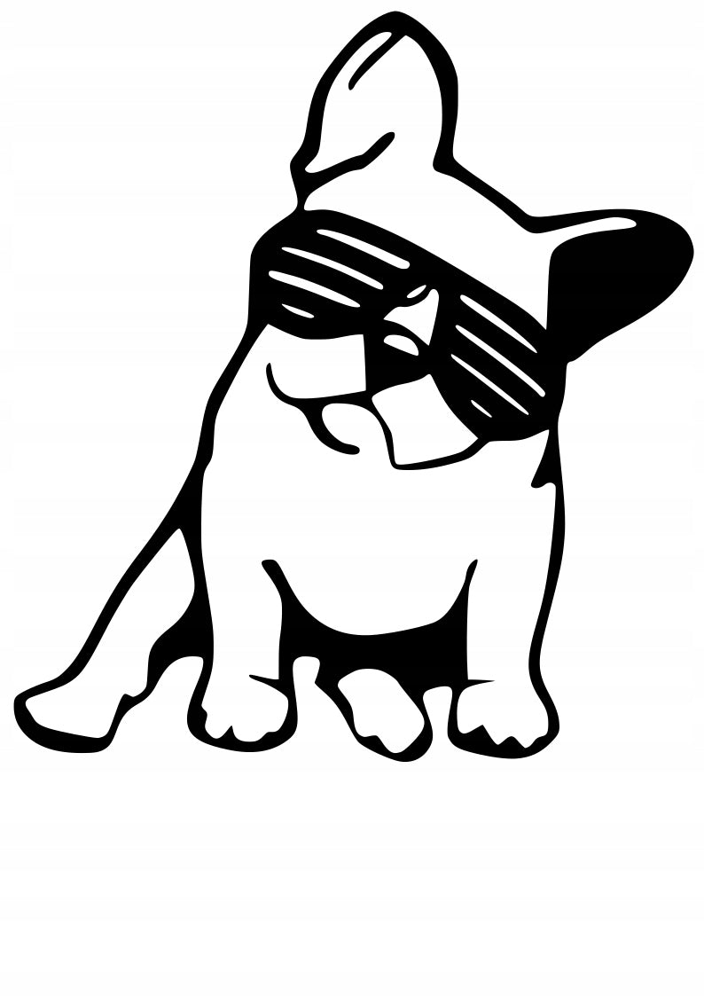 Sticker without background for car FRENCH BULLDOG WITH GLASSES 13 x 11,8 cm