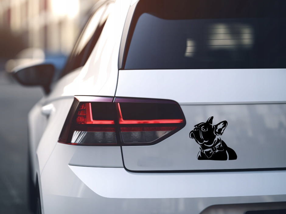 Sticker without background for car FRENCH BULLDOG with bow 12 x 13,0 cm EAN (GTIN) 5904933328536