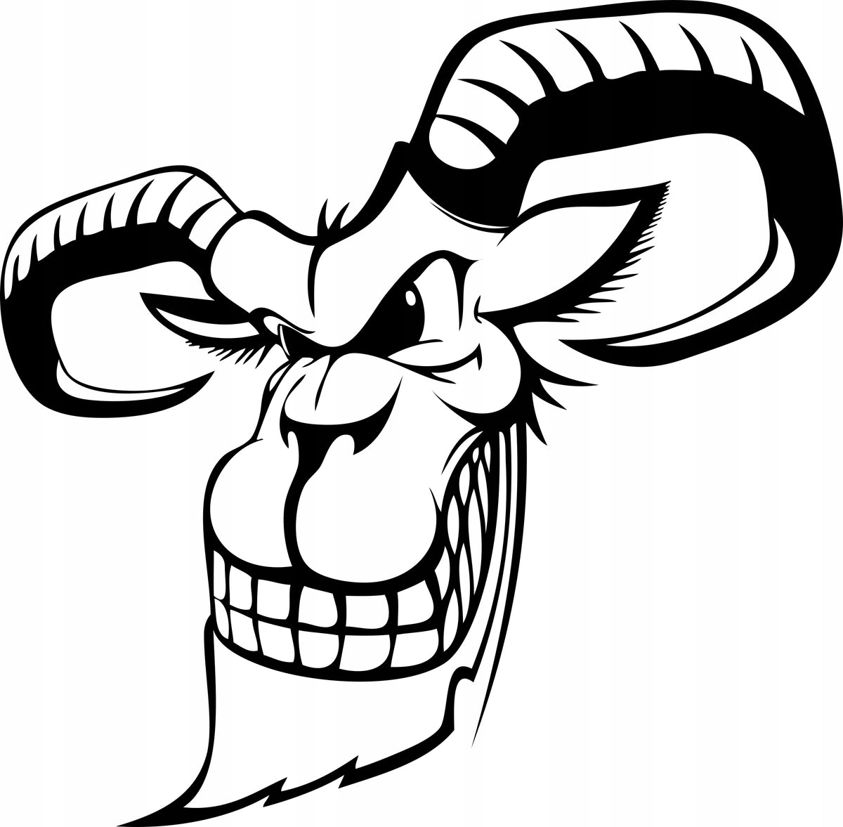 Sticker without background for car FURIOUS BULL WITH HORNS 18 x 18,4 cm