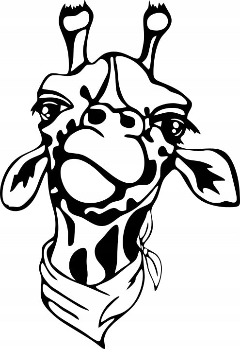 Sticker without background for car GIRAFFE IN A SCARF 20 x 13,7 cm