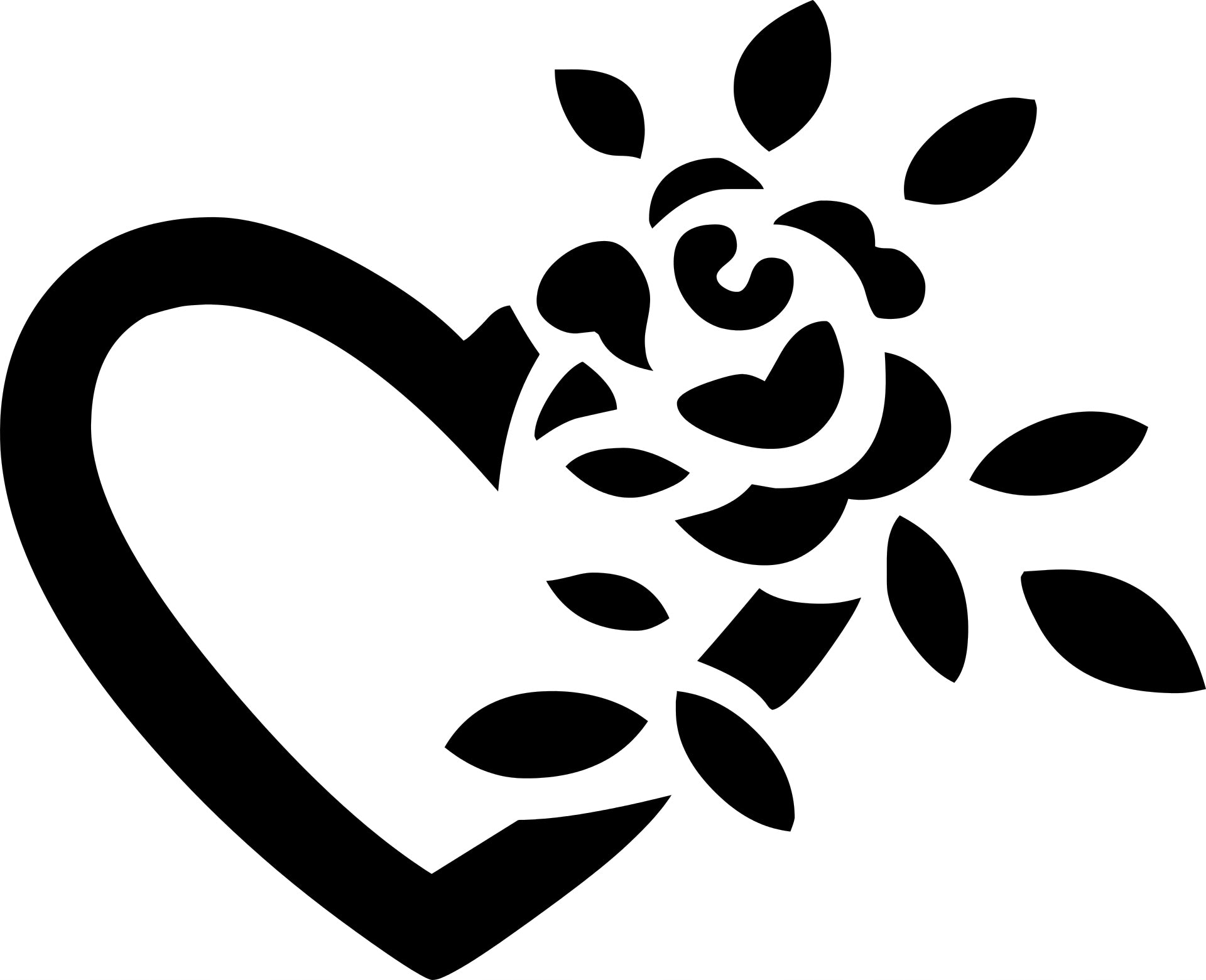 Sticker without background for car HEART FLOWER ROSE 10 x 12,3 cm