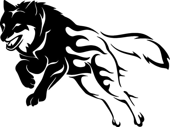 Sticker without background for car JUMPING WOLF wolf 12 x 16,1 cm