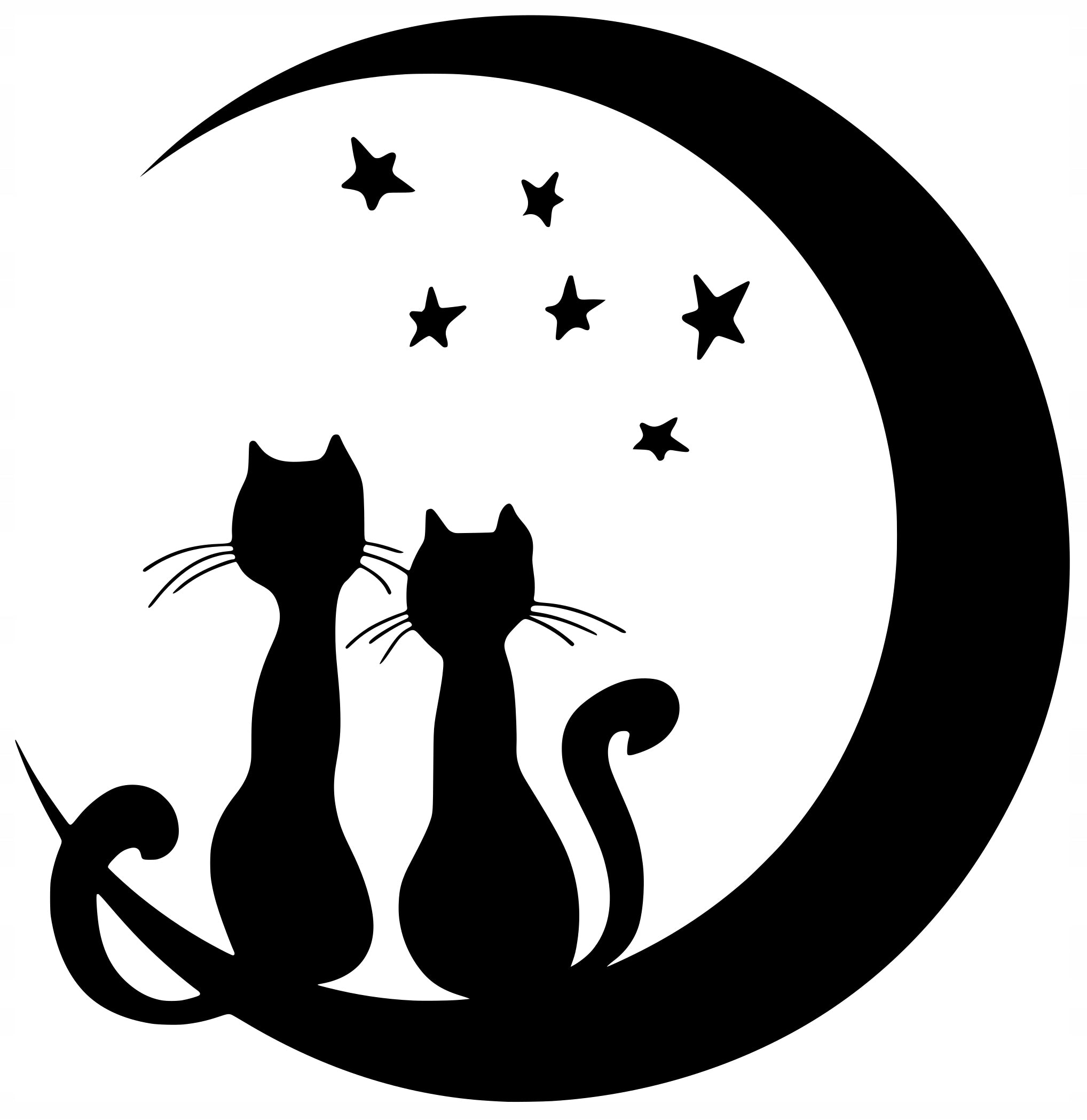 Sticker without background for car KITTEN KITTENS on the moon 15 x 14,6 cm