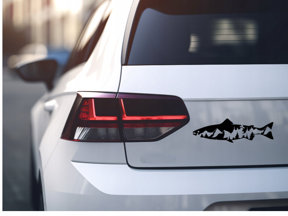 Sticker without background for car LANDSCAPE ON THE BACKGROUND FISH angler 8 x 26,4 cm EAN (GTIN) 5904933321056