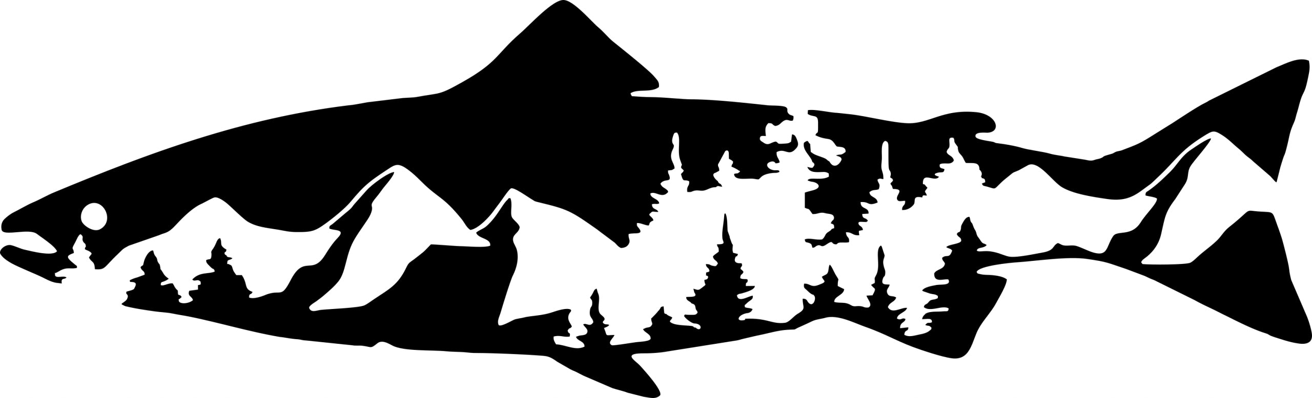 Sticker without background for car LANDSCAPE ON THE BACKGROUND FISH angler 8 x 26,4 cm