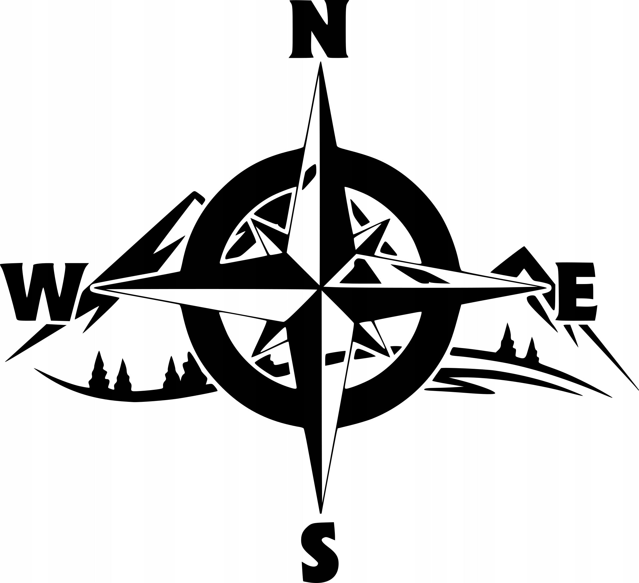 Sticker without background for car ROSE OF WINDS compass 15 x 16,4 cm