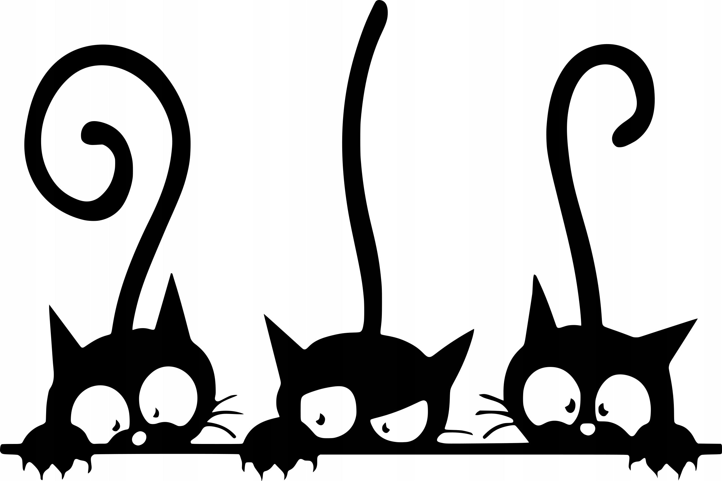 Sticker without background for car THREE KITTENS cats 16 x 24,1 cm