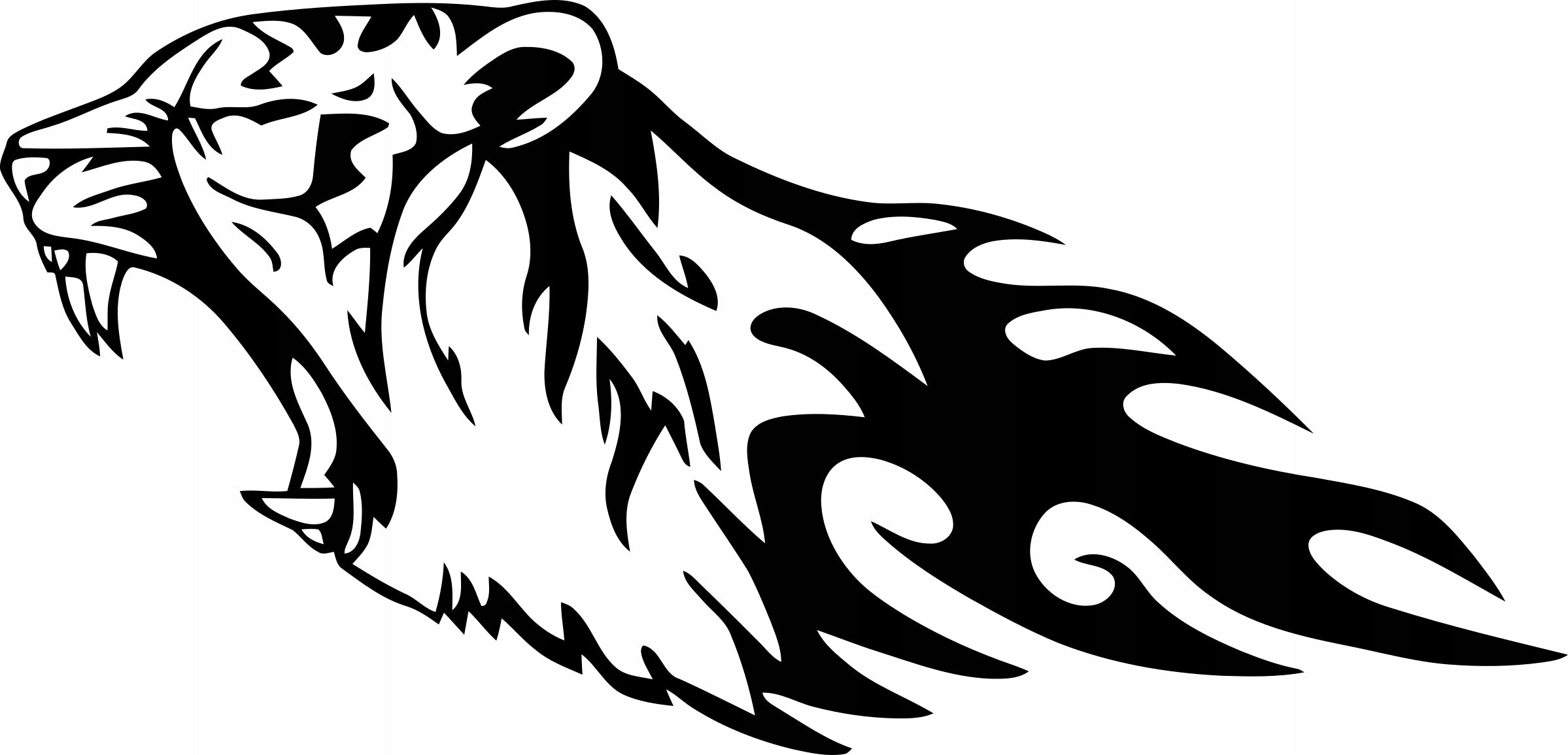 Sticker without background for car TIGER MOUTH flames 12 x 24,9 cm