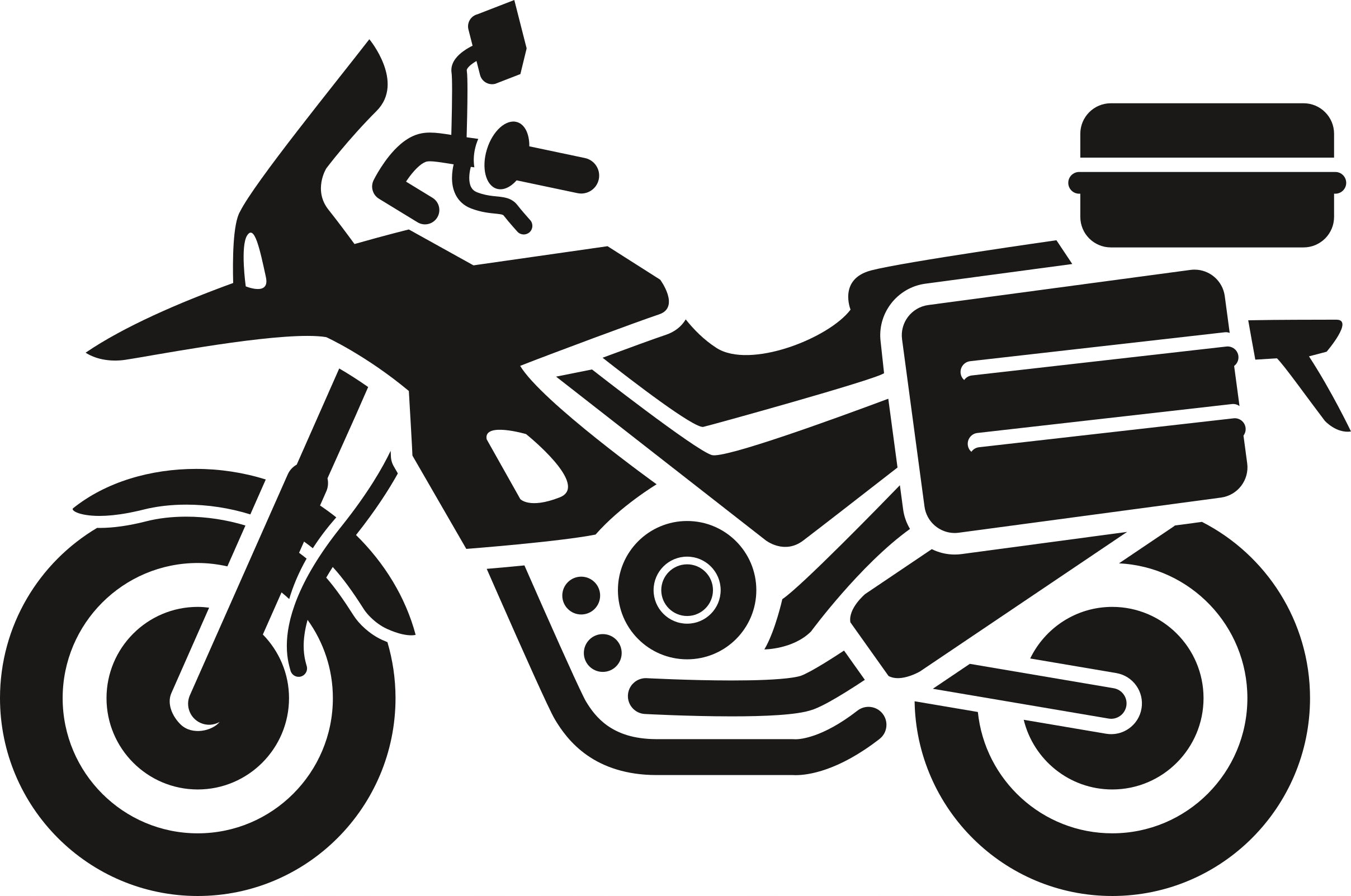 Sticker without background for car TOURIST MOTORCYCLE with trunks 8 x 12 cm