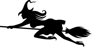 Sticker without background for car WITCH ON BROOM 10 x 19,4 cm