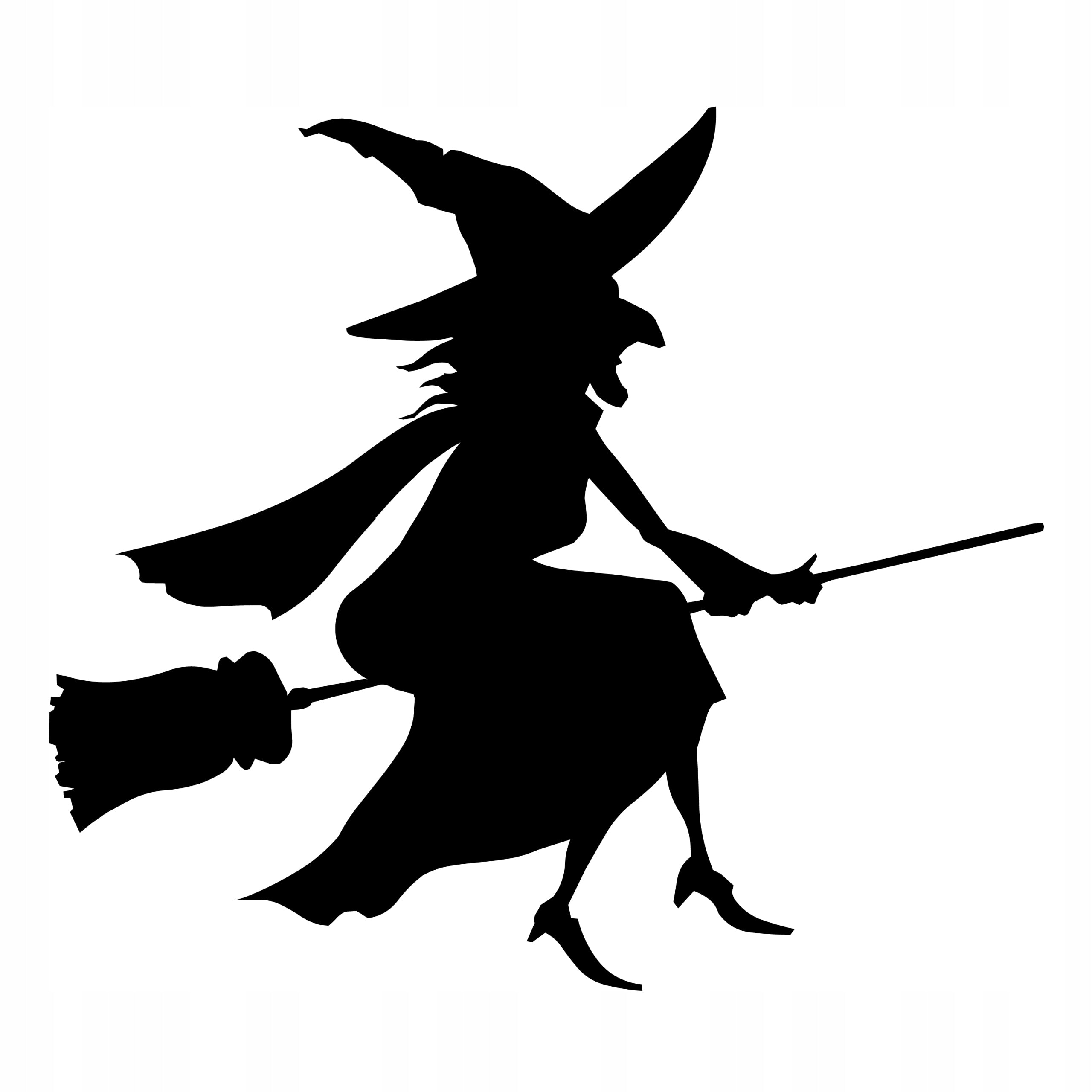Sticker without background for car WITCH on broom WITCH 12 x 13,5 cm