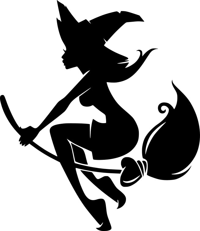 Sticker without background for car WITCH on broom WITCH 17 x 14,7 cm