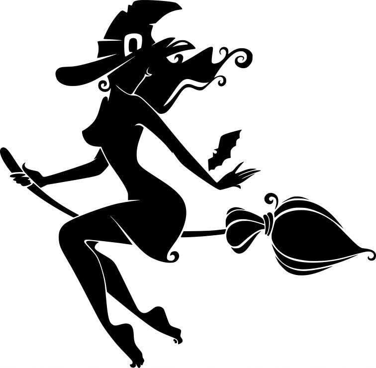 Sticker without background for car WITCH with bat WITCH 12 x 12,3 cm