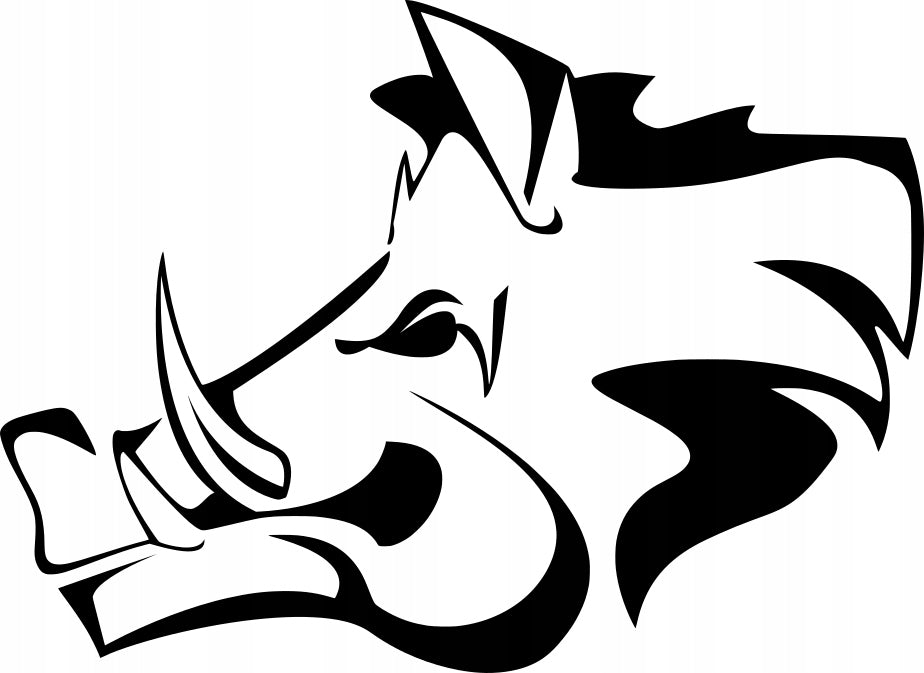 Sticker without background for car head WILD BOAR with fangs 12 x 16,5 cm