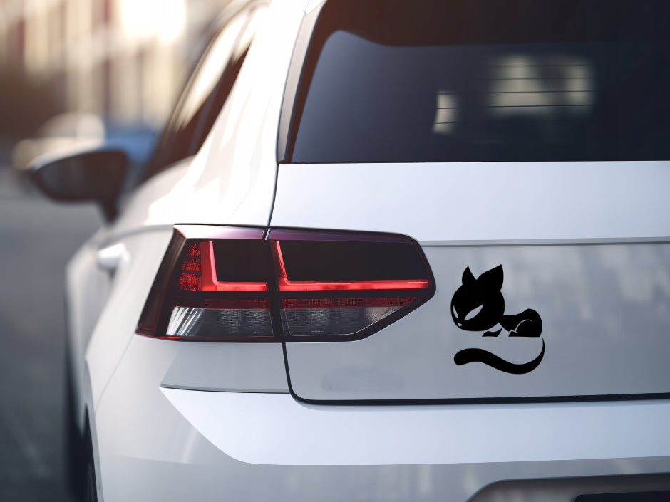 Sticker without background for car helmet laptop trunks KITTEN WITH TAIL 15 x 12,9 cm Manufacturer's catalog number 15,00 x 12,90