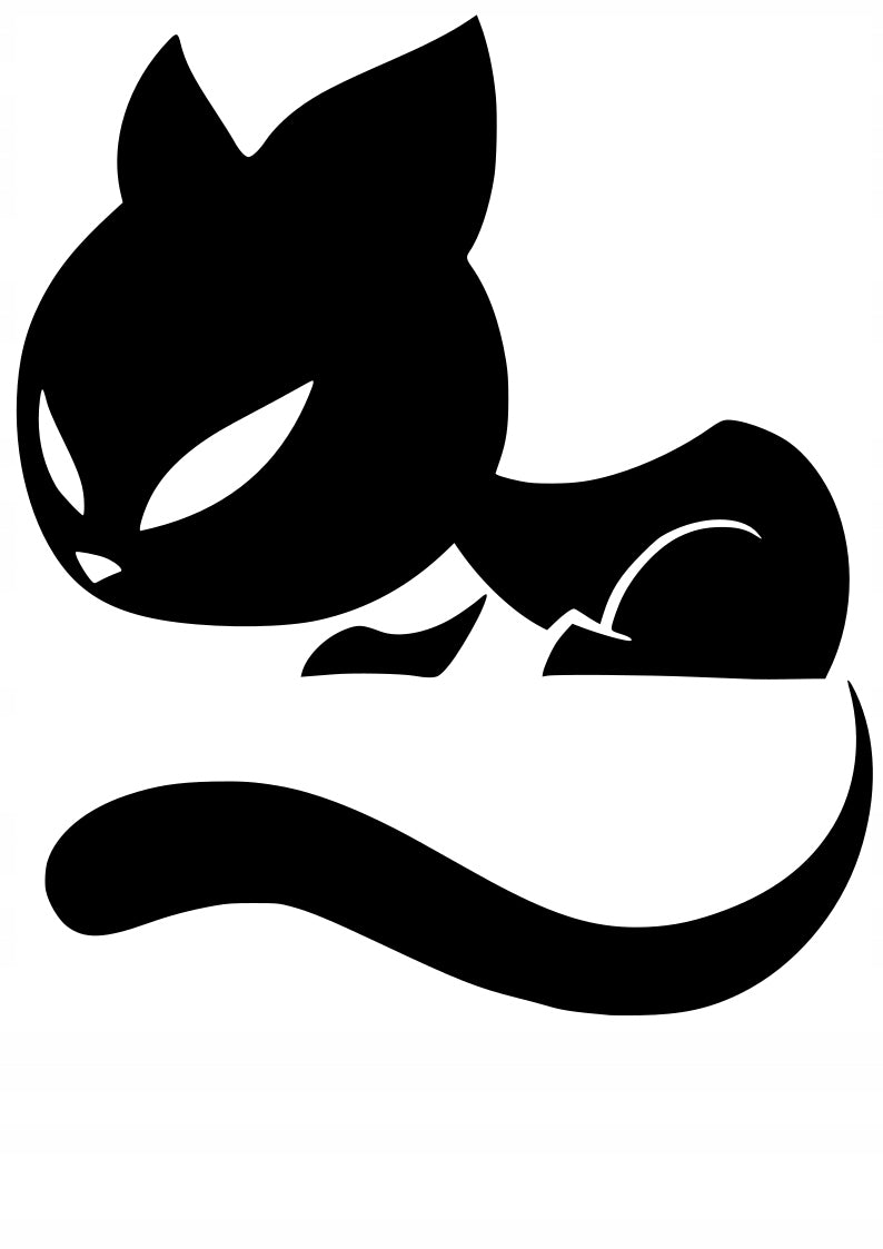 Sticker without background for car helmet laptop trunks KITTEN WITH TAIL 18 x 15,4 cm