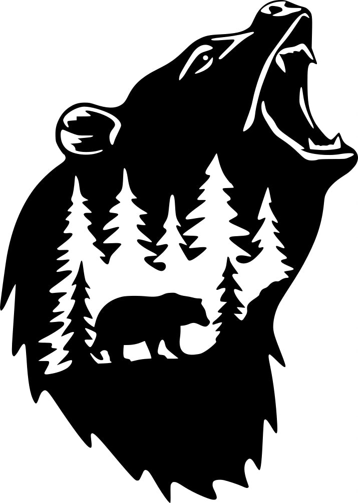 Sticker without background for car landscape with BEAR 15 x 10,7 cm