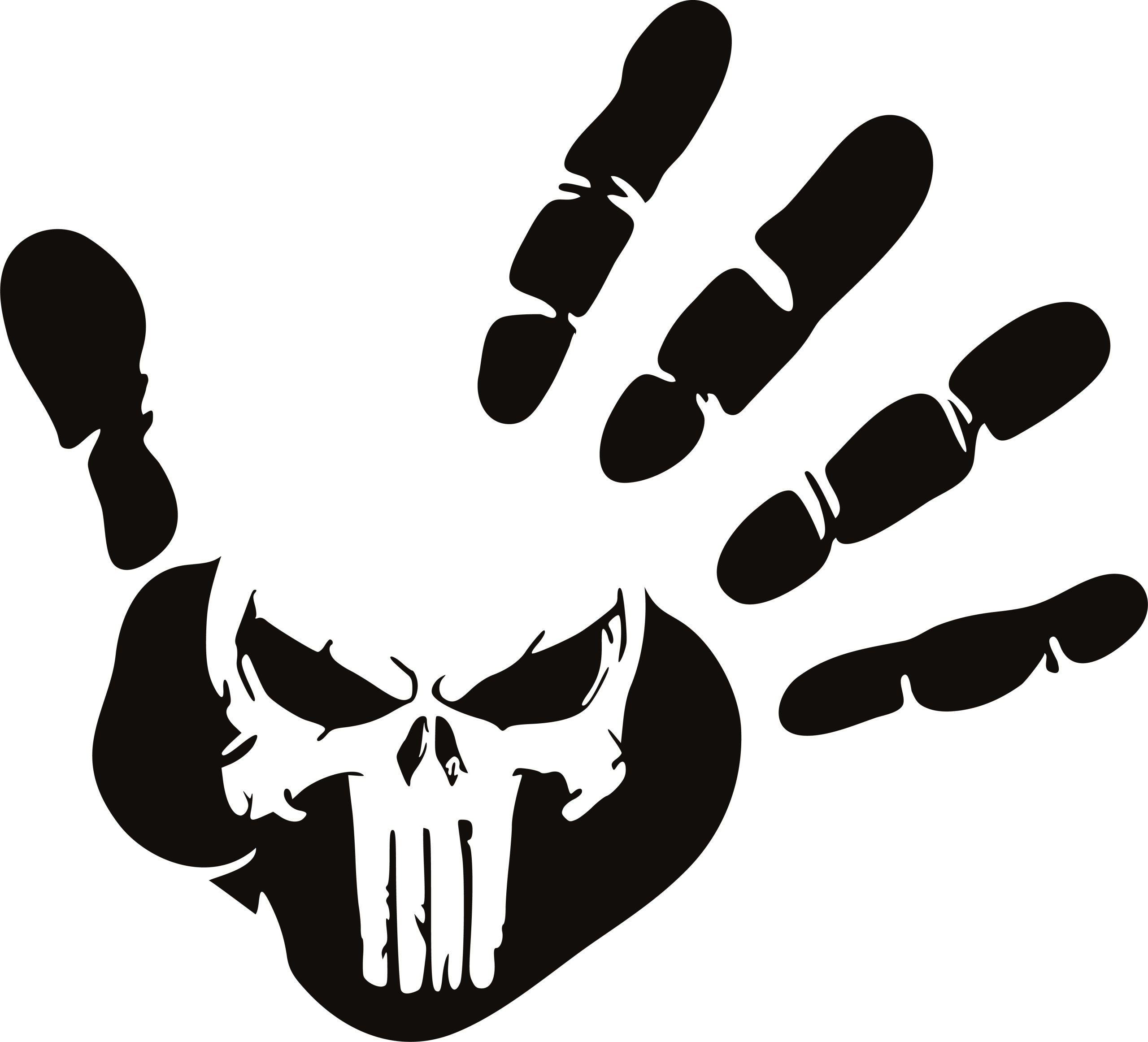 Sticker without background for car laptop HAND PUNISHER 21 x 23,0 cm