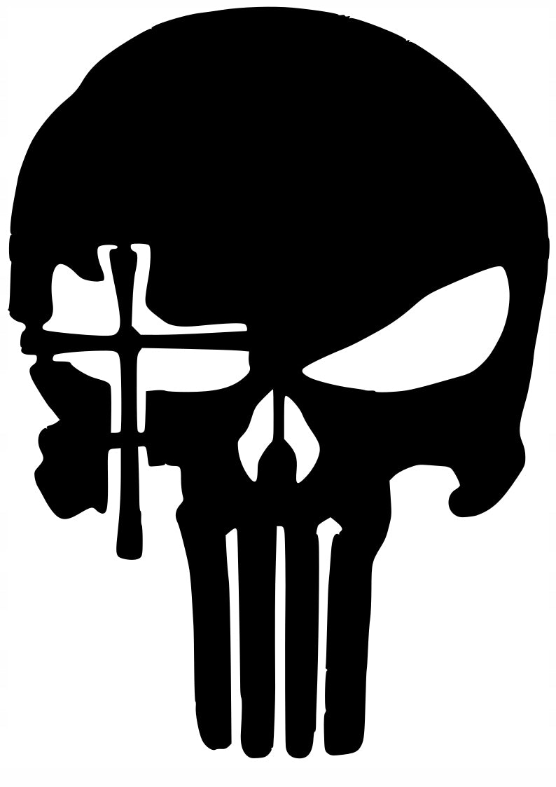 Sticker without background for car laptop trunks PUNISHER WITH CROSS 15 x 10,8 cm