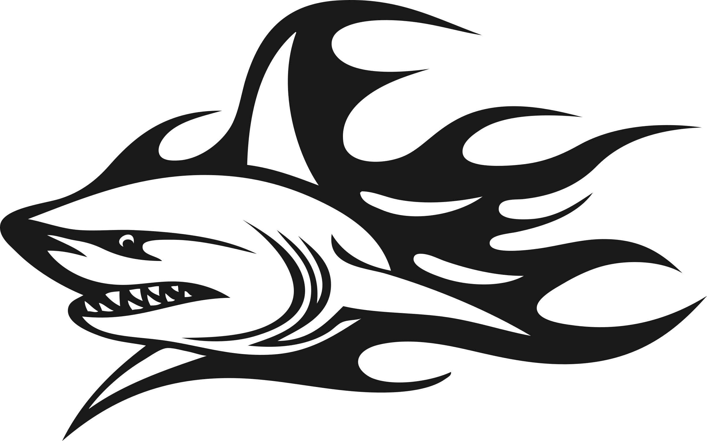 Sticker without background for car laptop trunks SHARK FLAMES 16 x 25,7 cm