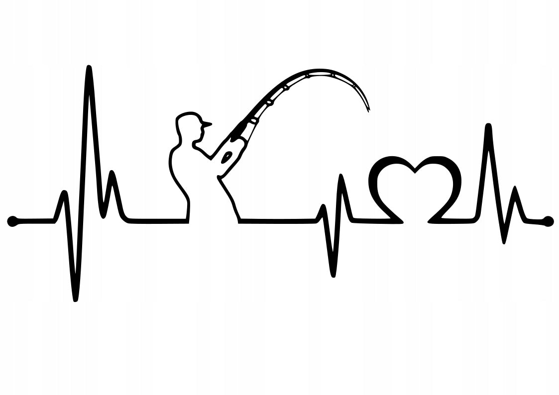 Sticker without background for car motorcycle ECG Fisherman fishing 8 x 18,4 cm