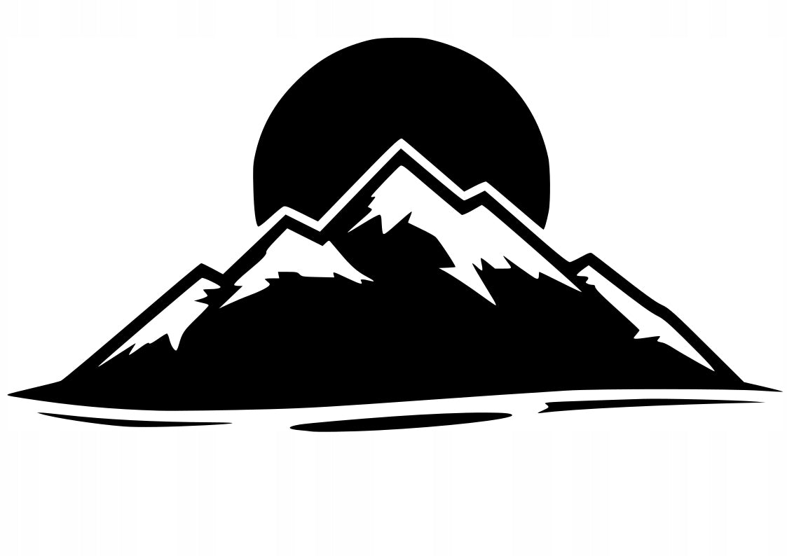 Sticker without background for car motorcycle LANDSCAPE MOUNTAINS WITH SUN 8 x 15,8 cm