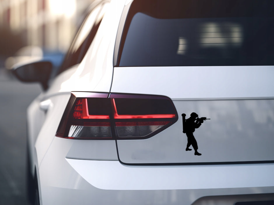 Sticker without background for car motorcycle SOLDIER WITH RIFLE 18 x 12,0 cm EAN (GTIN) 5906379671030