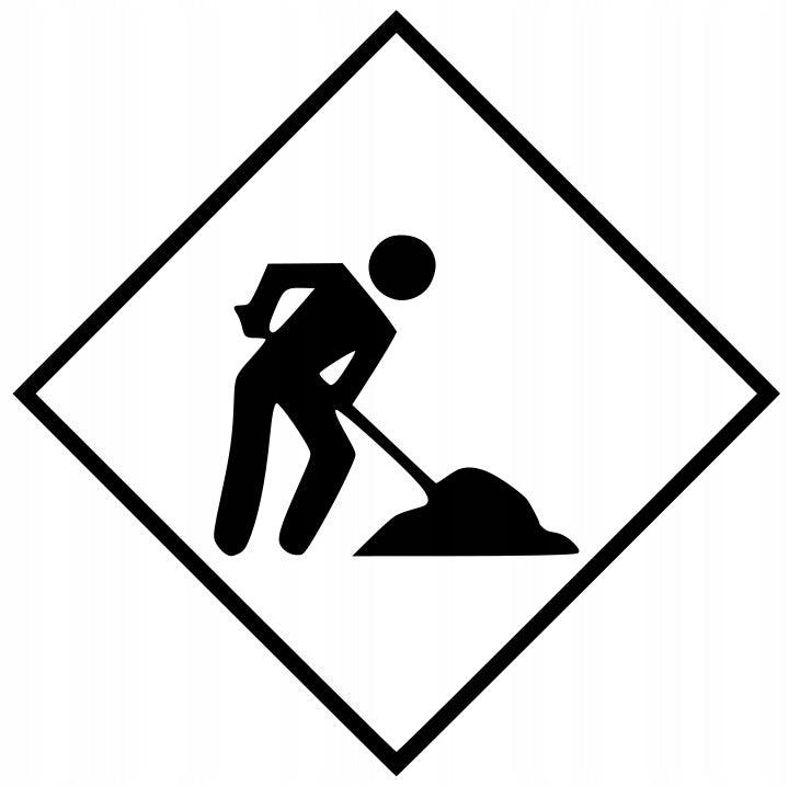 Sticker without background for car motorcycle helmet ROAD WORKS 12 x 12,0 cm