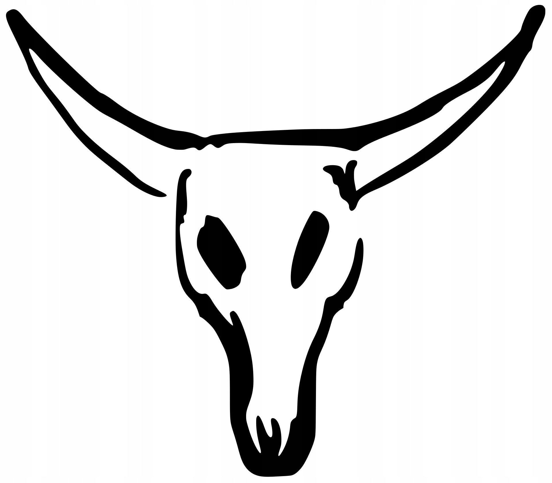 Sticker without background for car motorcycle helmet SKULL HEAD BULL 18 x 20,6 cm