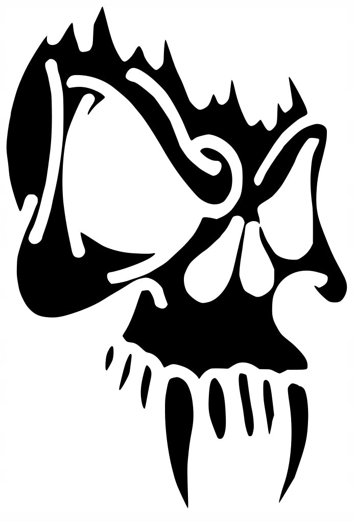 Sticker without background for car motorcycle helmet SKULL with fangs 15 x 10,2 cm