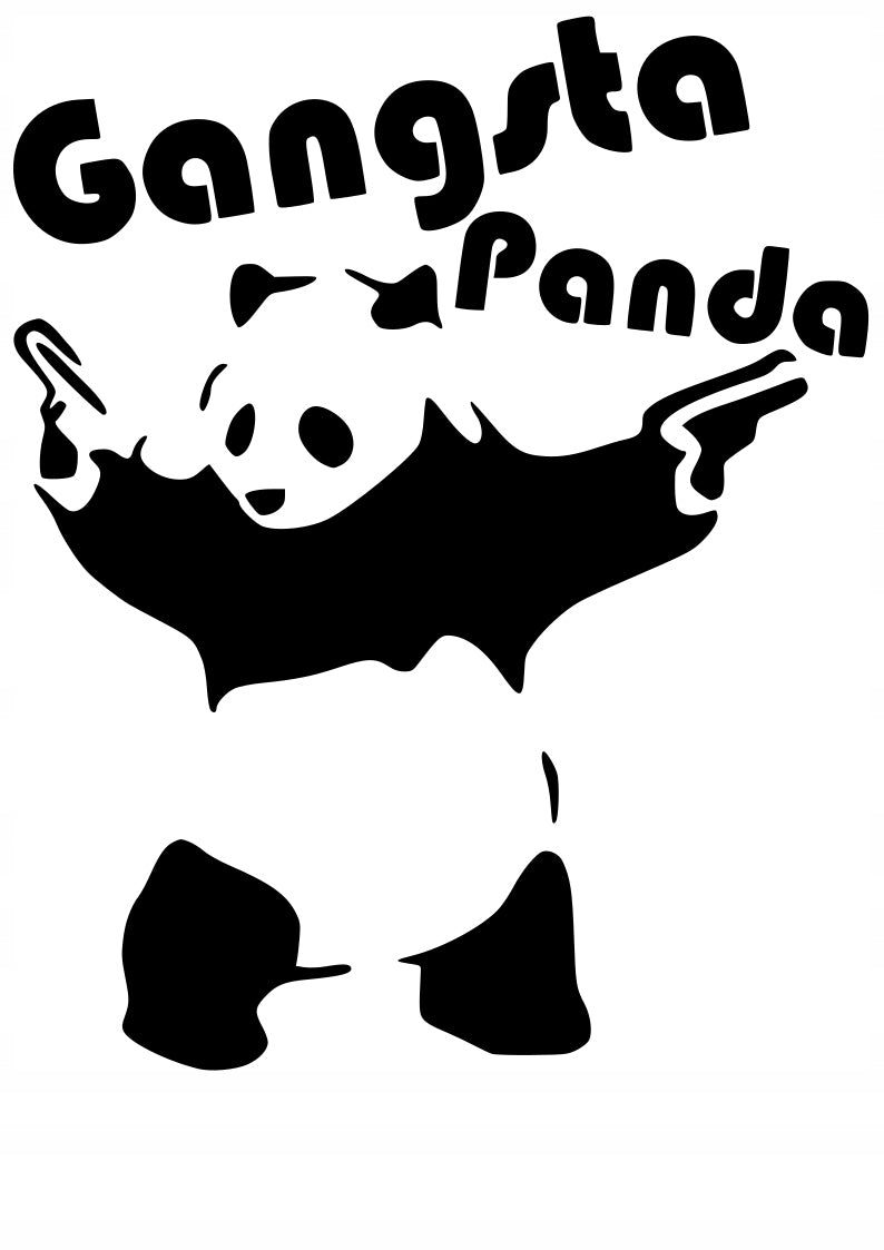 Sticker without background for car trunks GANGSTA PANDA WITH GUNS 15 x 12,2 cm