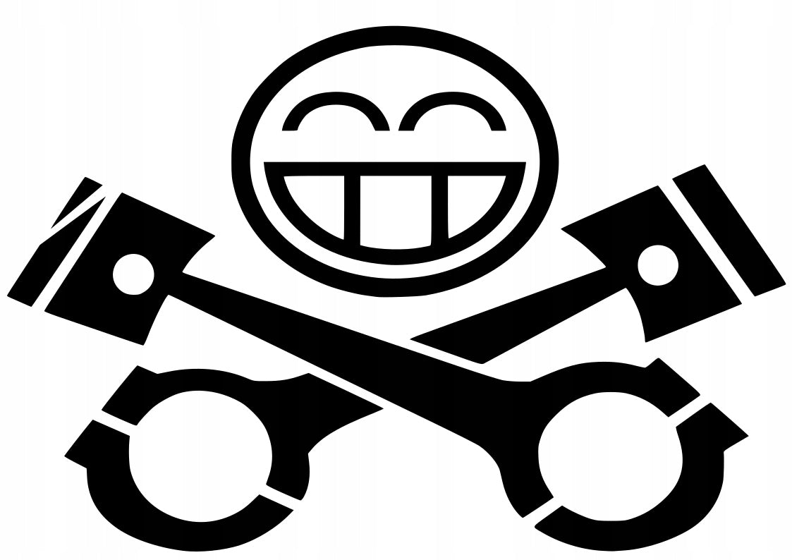Sticker without background for car trunks PISTONS WITH SMILE MECHANIC 10 x 14,8 cm