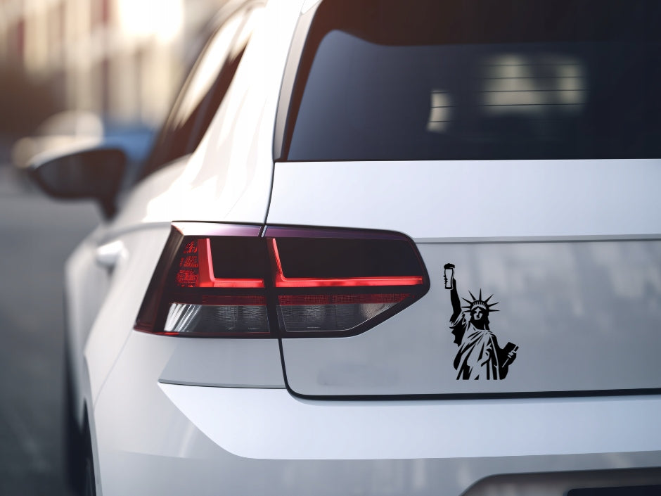Sticker without background for car trunks STATUE OF LIBERTY with beer 21 x 13,5 cm EAN (GTIN) 5906379671634