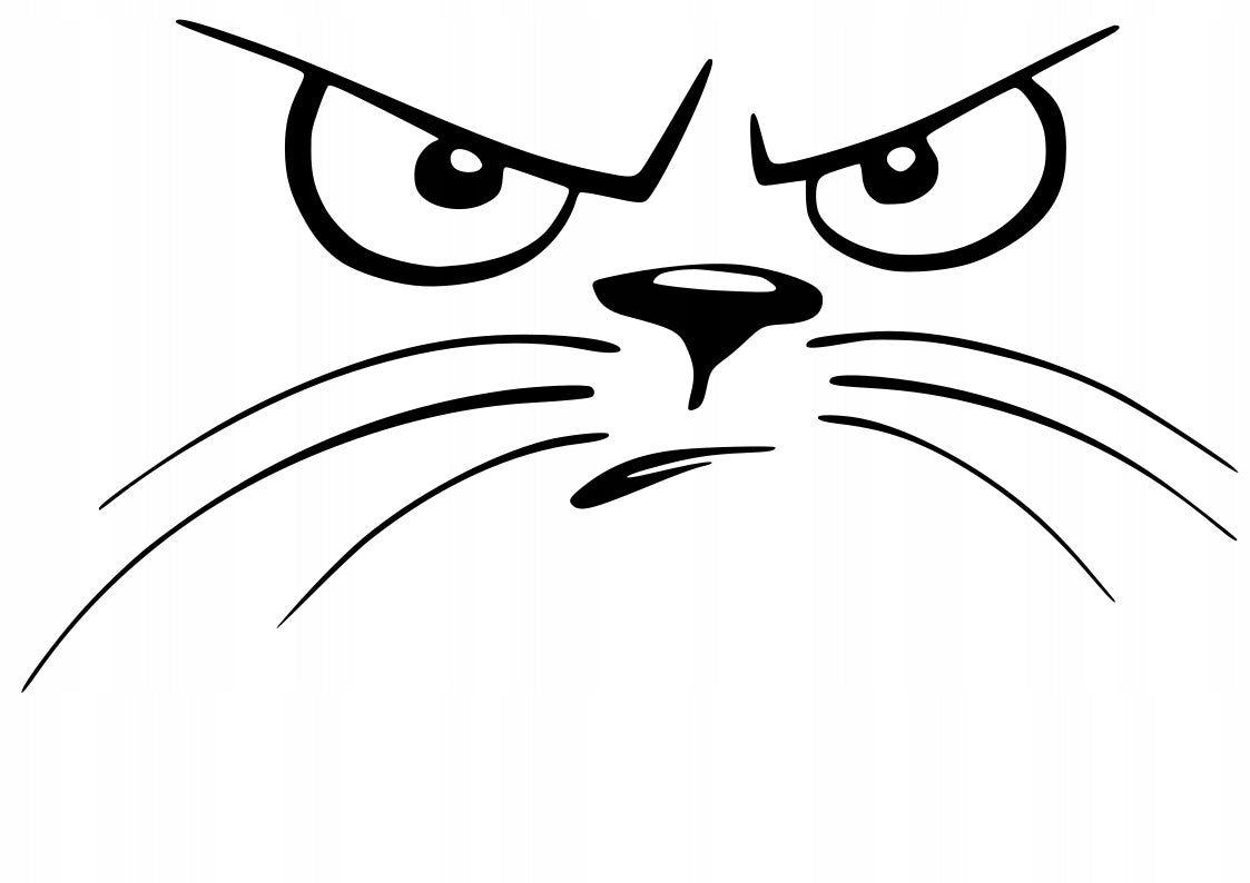 Sticker without background for car trunks helmet FURIOUS KITTEN WITH MUSTACHE 8 x 14,4 cm