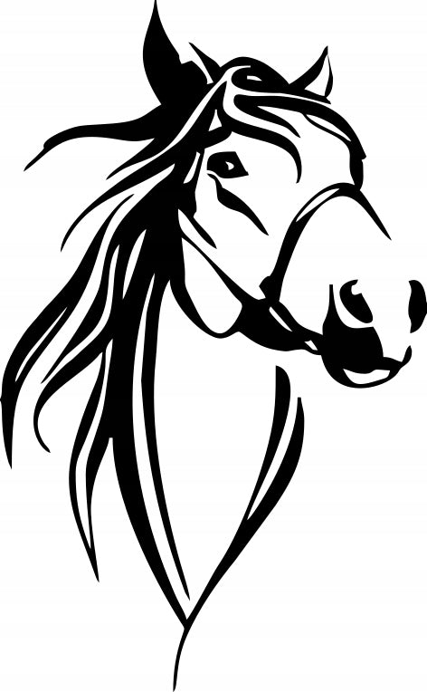 Sticker without background for car trunks helmet HORSE HEAD 24 x 14,9 cm