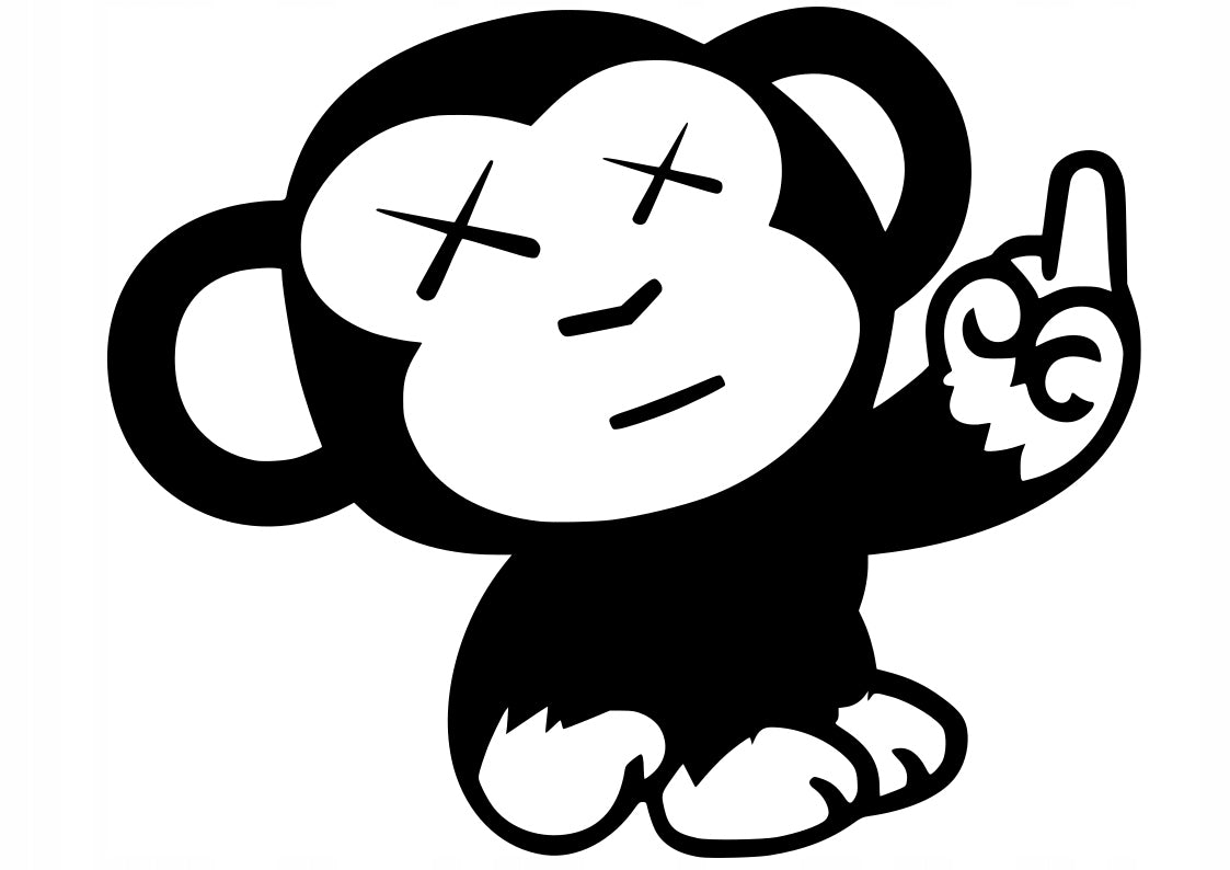 Sticker without background for car trunks helmet JDM MONKEY WITH FINGER 13 x 15,8 cm