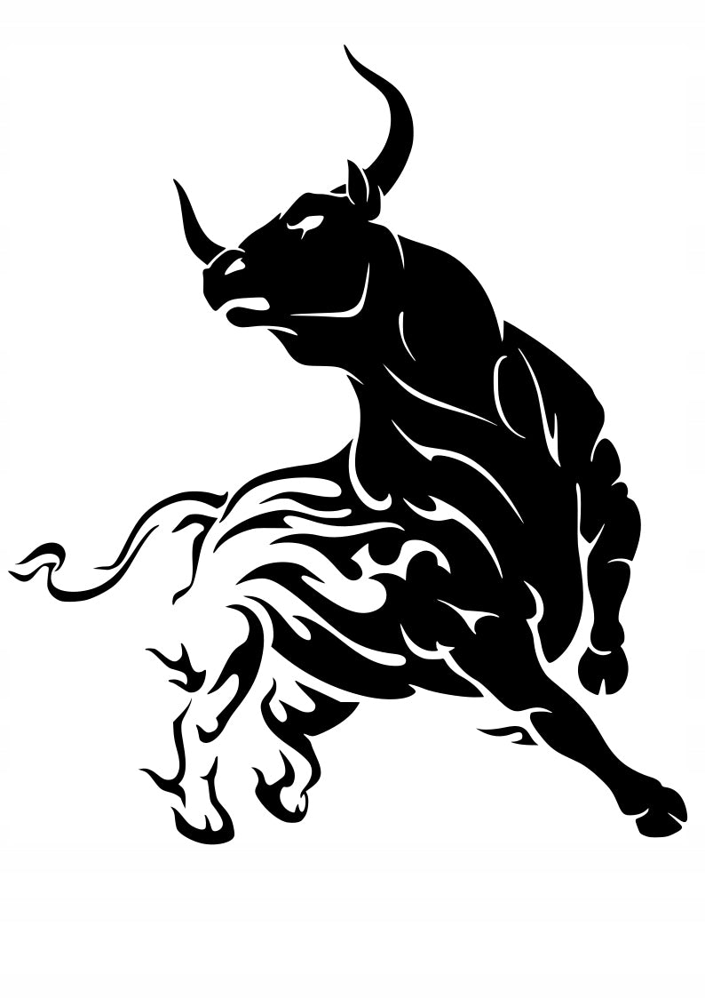 Sticker without background for car trunks helmet laptop BULL FLAMES 21 x 17,9 cm