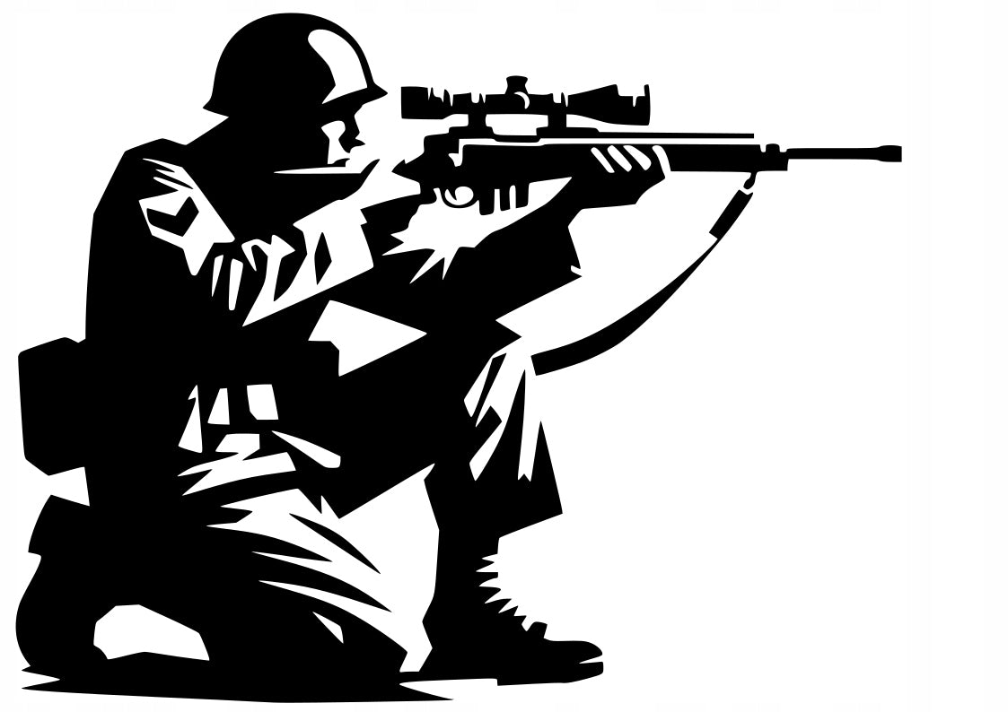 Sticker without background for car trunks soldier SNIPER 18 x 23,1 cm