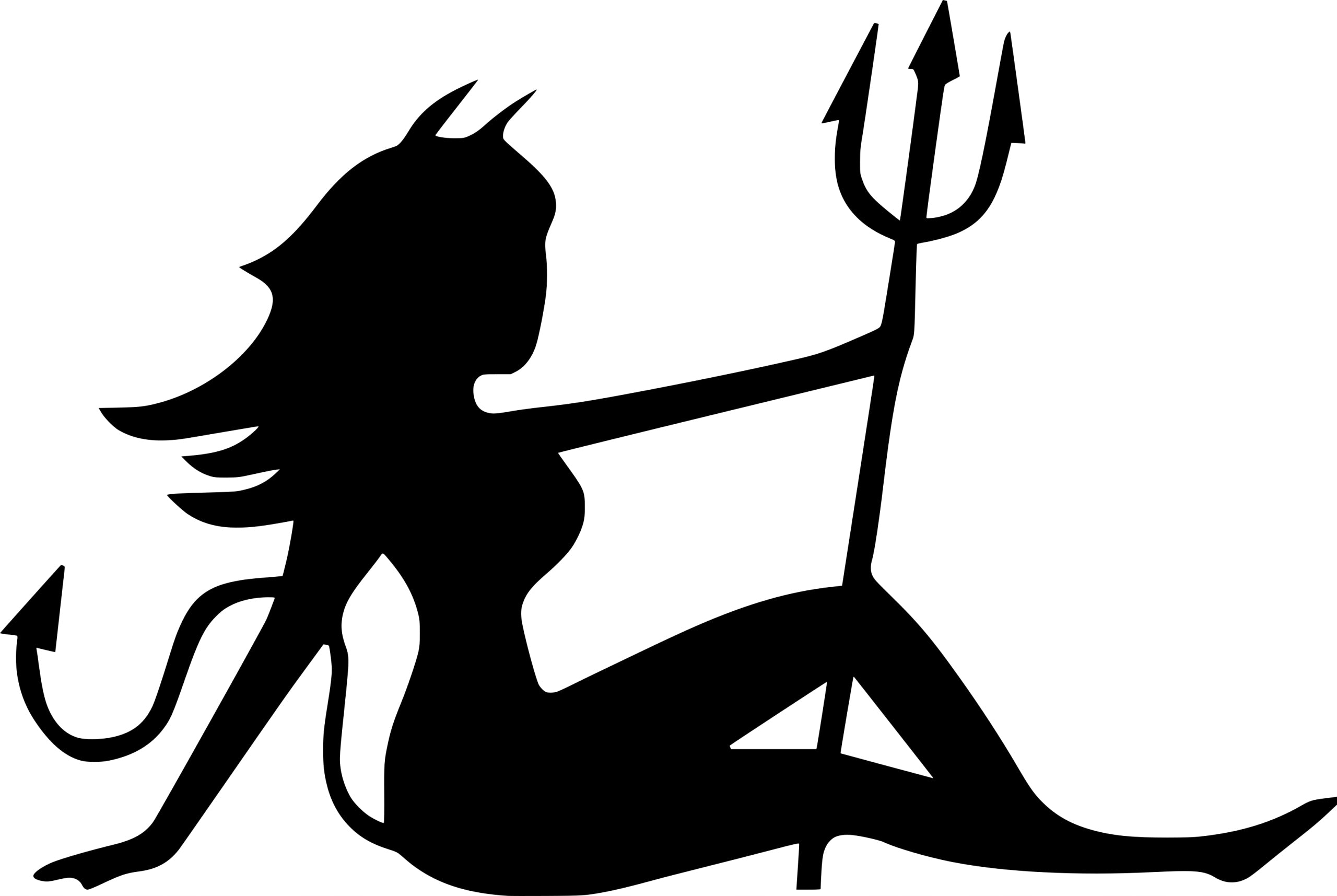 Sticker without background for car witch DEVIL WITH TRIDENT 15 x 22,4 cm