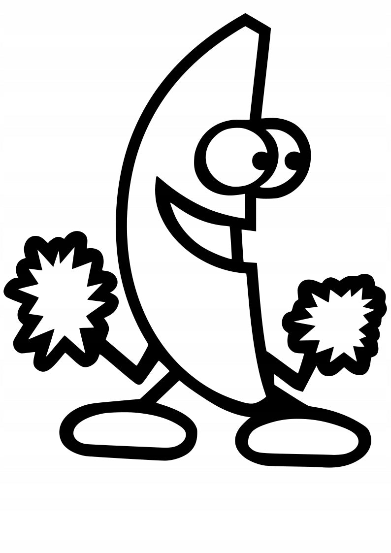 Sticker without background on the car stick dancing BANANA WITH POMPOMS 21 x 17,7 cm