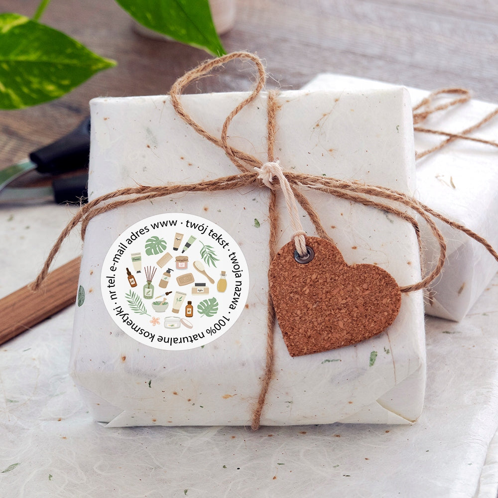 Stickers 100% NATURAL COSMETICS PERSONALIZED YOUR NAME TEXT 48 pcs Brand NTI