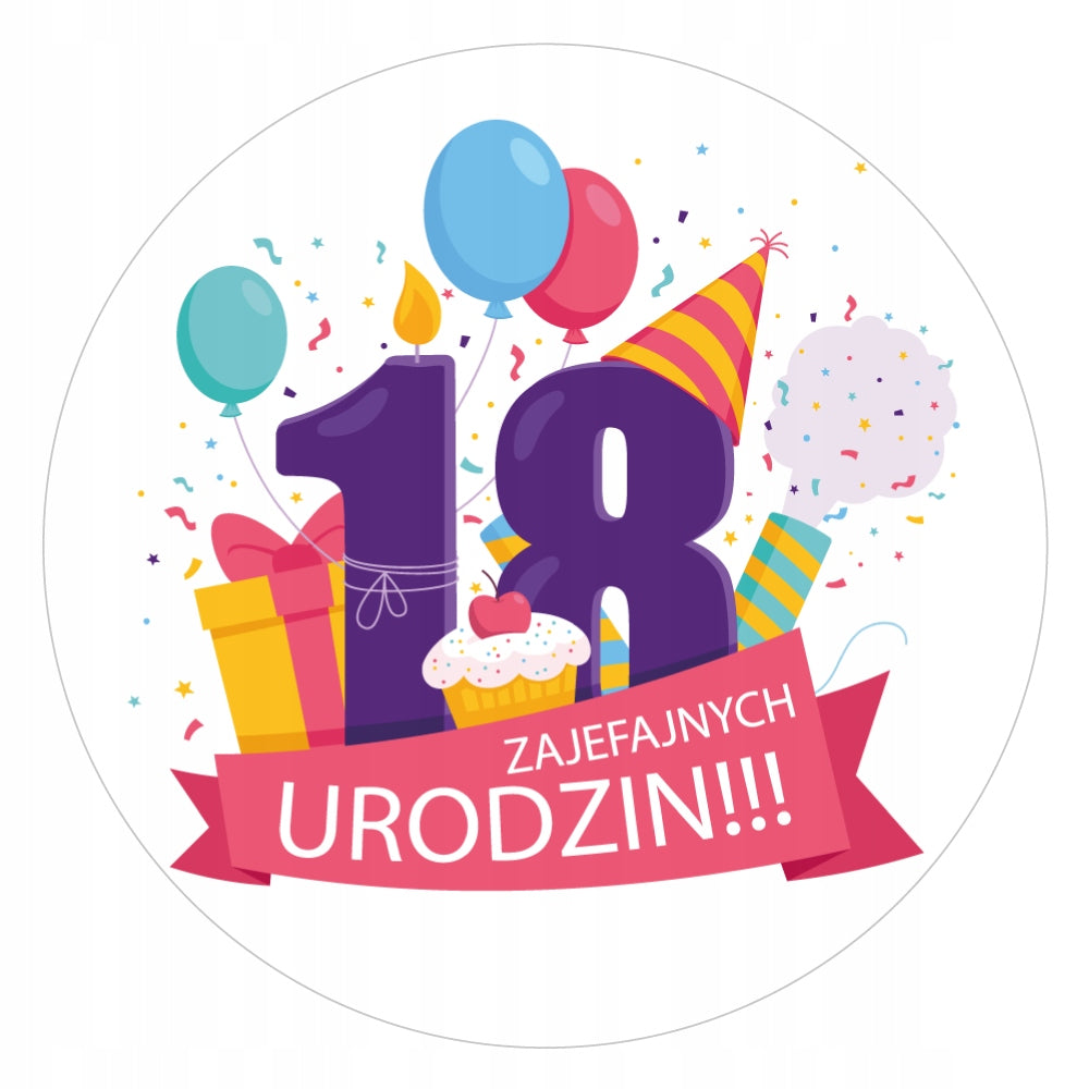 Stickers 18th Birthday gift cake pack 48 pcs