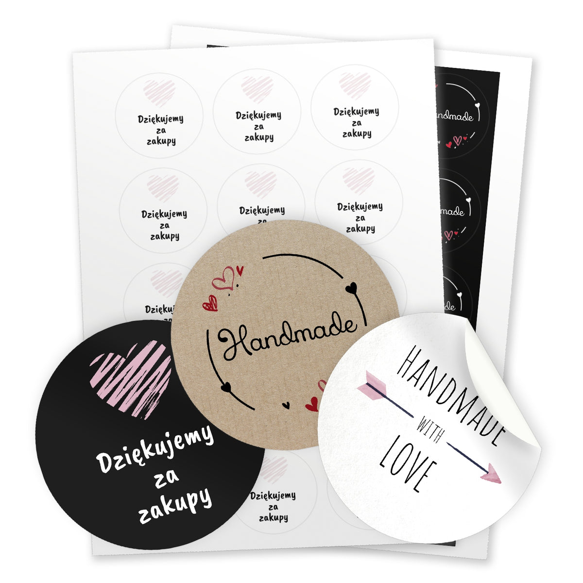 Stickers Decorative labels 5cm HANDMADE 75pcs PATTERNS