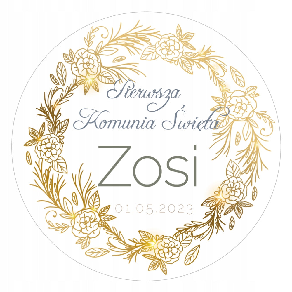 Stickers FIRST HOLY COMMUNION YOUR NAME 24 pcs